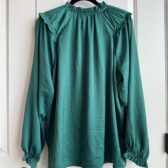 Knox Rose Emerald Green Boho Ruffle Blouse XXL - Picture 2 of 5
